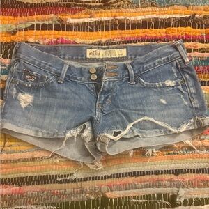 Hollister Women's Light Blue Distressed Denim Cutoff Shorts